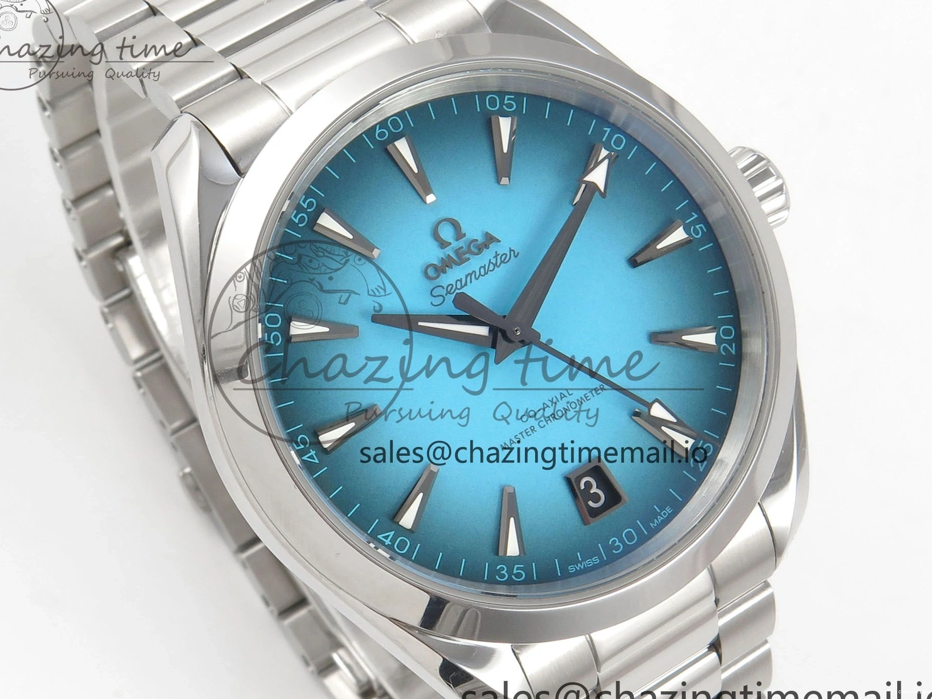 0102 Efficient Seamaster 150M SS VSF 1:1 Best Edition Turquoise Blue Dial on SS Bracelet A8900 Super Clone 7661